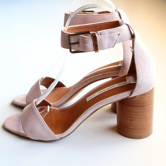 & Other Stories Pale Pink Cylinder Heel Ankle Strap Open Toe Sandals Summer Shoe - Picture 11 of 16